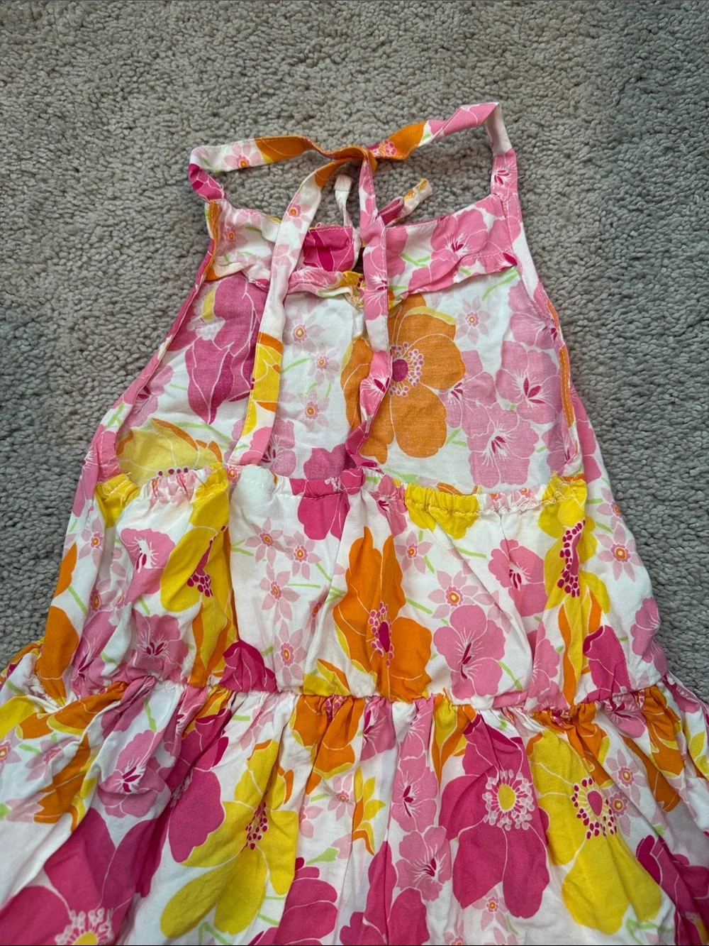 Girls Children Place Medium Bright Floral Sundress in Pink, Yellow & Orange